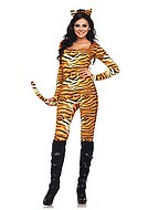 Tigresse, body costume, long sleeves, tail, animal print